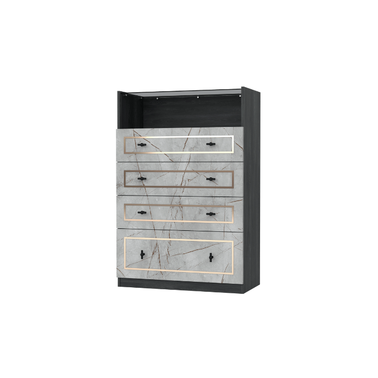 ตู้ลิ้นชัก 4 ลิ้นชัก WISDOM DESIGN FURNITURE รุ่น GDW-801 80 ซม. สีแอชเกรย์/ไลท์มาร์เบิ้ล